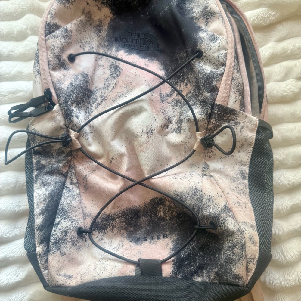 The North Face Pink and Black Patterned Backpack
